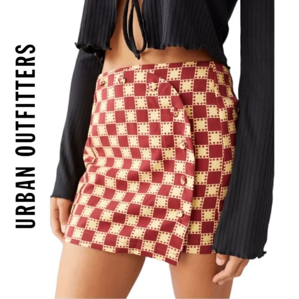 NEW Urban Outfitters UO Jagger Button-Front Mini Skirt S
